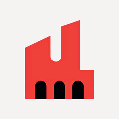 Poster - Minimalist red factory icon