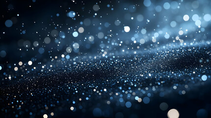 Poster - Vibrant blue bokeh effect with shimmering light particles against a dark background.