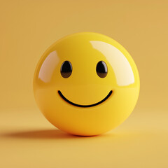 yellow smiley face emoji on yellow background, 3d render