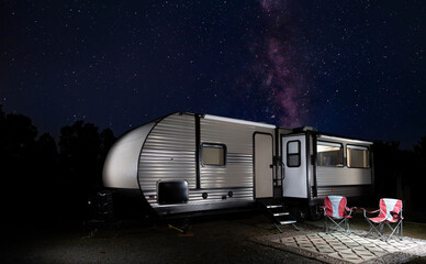 Wall Mural - milky way rising over an rv