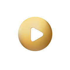 Poster - Golden play 3D button. Gold square play button.