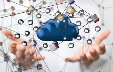 Leinwandbilder - Cloud technology. Integrated digital web concept background