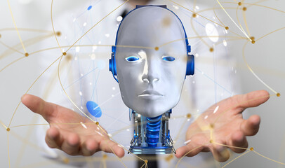 Poster - medical on hospital background, medical technology network concept