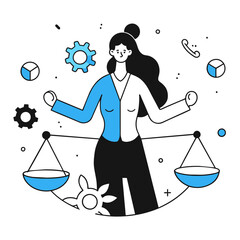  balance business illustration of a woman 