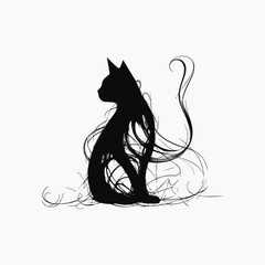 Wall Mural - Elegant abstract cat silhouette art