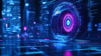 Poster - Futuristic digital background with vibrant glowing elements