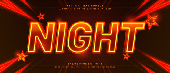 Fototapete - 3D neon red text effect on abstract background, party night vector graphic style