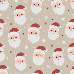 Canvas Print - Christmas seamless pattern with Santa heads. Perfect for Christmas paper, fabric and gift designs.