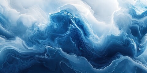 Poster - Elegant Blue and White Abstract Fluid Background