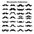 © Hiroki - A collection of different black silhouettes of mustaches in various styles and shapes, on a white background