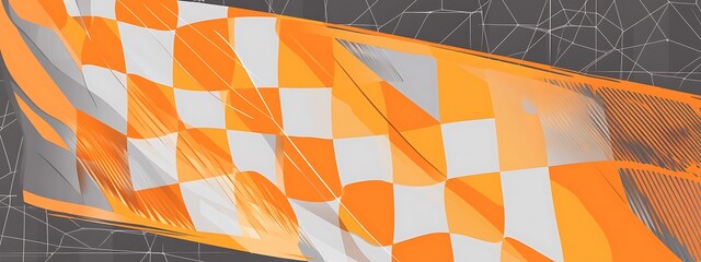 Sticker - Abstract checkered flag waving with a digital effect.