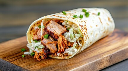 Wall Mural - Delicious Pork Wrap with Fresh Ingredients