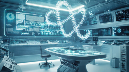 Poster - A futuristic laboratory with holographic displays and advanced equipment