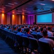 © Nawarit - Educational conference with speakers presenting to an audience, professional style, sharp focus, bright lighting, high detail.