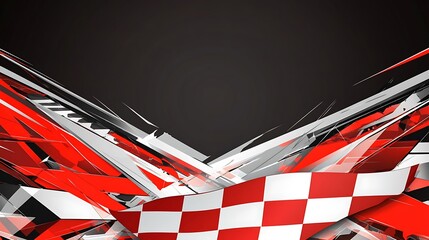 Poster - Abstract red and white checkered flag design with copy space.