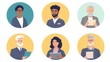 © Who is Santi - a set of illustrated avatars in circular frames showcasing diverse venture capitalists and entrepreneurs. One venture capitalist wears a suit holding a portfolio
