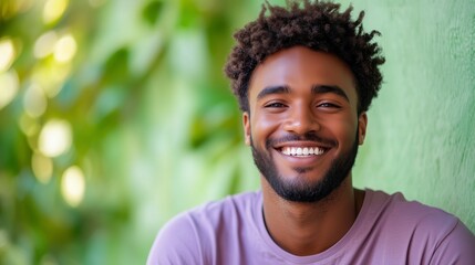 Portrait of a happy handsome man in a shirt with laughing