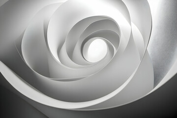 Wall Mural - Abstract white paper spiral forms a hypnotic vortex with a bright center