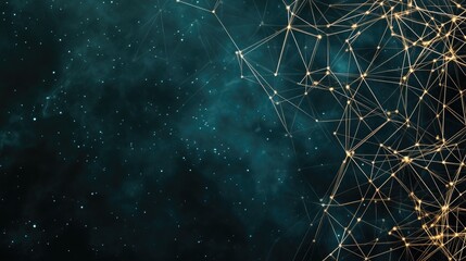 Poster - A vibrant abstract background featuring glowing green and blue elements that symbolize a digital network, perfect for web design and posters showcasing technology and data transfer.