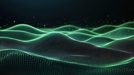 Poster - A vibrant abstract background featuring glowing green and blue elements that symbolize a digital network, perfect for web design and posters showcasing technology and data transfer