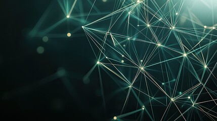 Poster - A vibrant abstract background featuring glowing green and blue elements that symbolize a digital network, perfect for web design and posters showcasing technology and data transfer