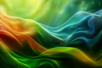 Poster - Flowing abstract waves in vivid colors blend seamlessly, forming a captivating backdrop perfect for enhancing digital devices or creative projects. The design radiates energy and movement