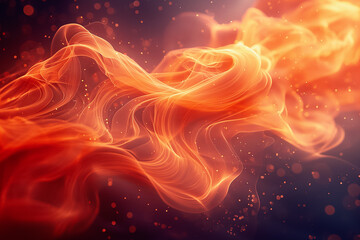 Poster - Flowing waves of orange and red create a warm and energetic backdrop, resembling flames in motion. This vibrant design adds depth and intensity to any setting