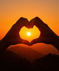 Sunset Heart Shape Silhouette