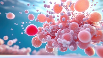 Poster - abstract colorful bacteria or microorganisms in fluid