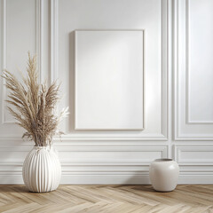 Frame Mockup - Herringbone Flooring, White Background