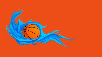 Basketball with vibrant blue smoke swirling around it in a dynamic action shot artistic and original sport banner ai sports Illustration