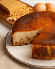 Wall Mural - Cheesecake with mascarpone and almond nougat. Traditional Spanish Christmas recipe.