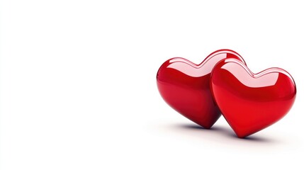 Two glossy red heart shapes on a white background.