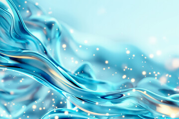 Poster - This artwork showcases smooth, flowing blue waves intertwined with glimmers of light, evoking a sense of tranquility and depth, suitable for a variety of backgrounds and wallpapers