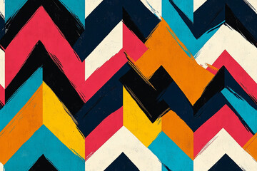 Canvas Print - Colorful abstract pattern with bold zigzagging lines and sharp shapes