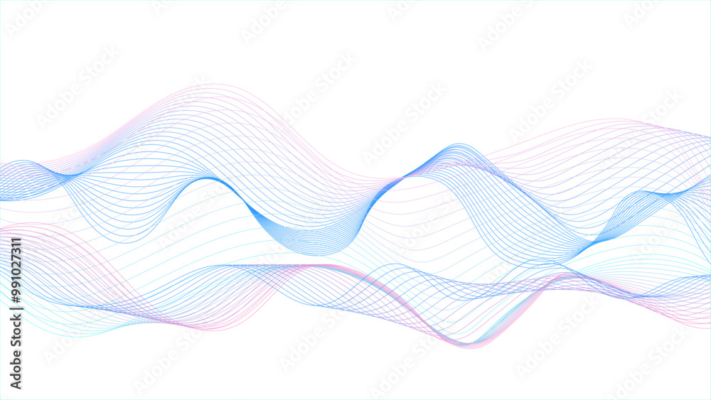 Wavy flowing curve pattern by colorful gradient blue purple pink on ...