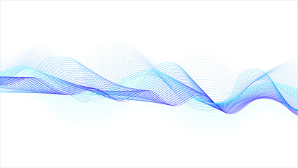 Wall Mural - wavy flowing curve pattern by colorful gradient blue purple on white background. abstract white back
