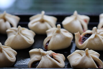 Canvas Print - A close-up of a variety of food on a tray, suitable for use in articles about meals or snacks