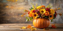 Autumn Pumpkin Floral Arrangement Free Stock Photo - Public Domain Pictures