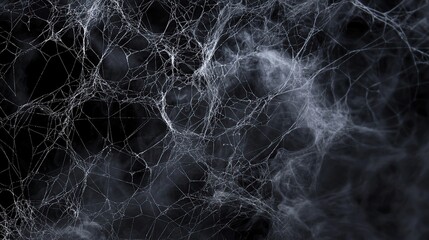 Close-up of a spider web with intricate details and delicate threads.