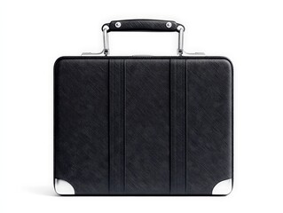 luxurious black leather briefcase with silver accents on white background - professional elegance an