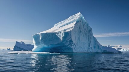 A massive and large iceberg is currently floating in the ocean