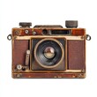 © สมชัย ้พาลแก้ว - Antique old fashion film camera front view isolated on white background.