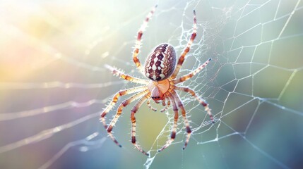Poster - An intricate macro image of a spider weaving its web, showcasing the delicate threads and the skill of the spider in creating a functional masterpiece