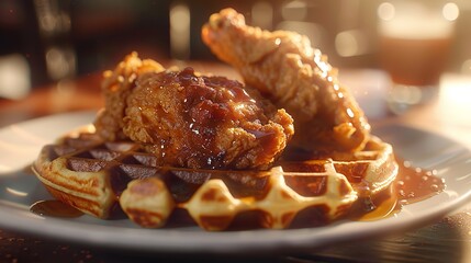 Wall Mural - Fried chicken with waffles 