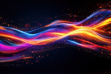 Dynamic Abstract Wave of Multicolored Light Streams. Vibrant and Fluid Motion Design for Digital Art.