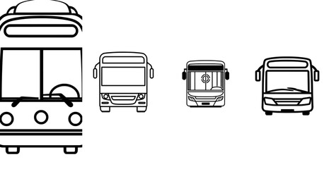 A line icon of a trolleybus driving forward, seen from the front