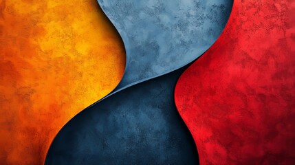 Poster - A colorful abstract painting with a blue and red swirl