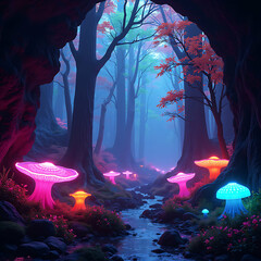 dream magic wood with many trees