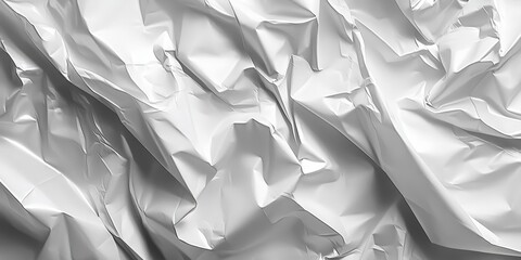 Poster - Shiny Crumpled White Plastic Foil Texture Background